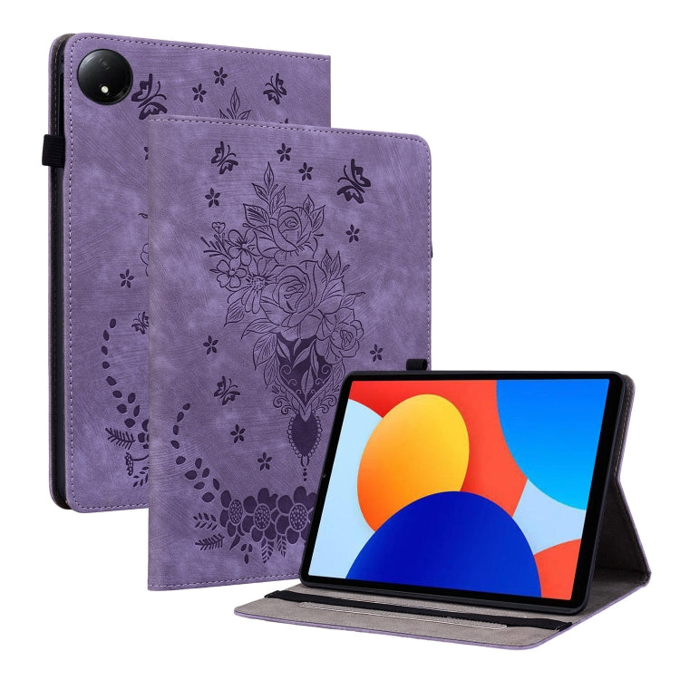 Butterfly Rose Embossed Leather Tablet Case, For Xiaomi Redmi Pad SE 8.7, For Xiaomi Redmi Pad Pro 12.1, For Xiaomi Redmi Pad SE 11 inch