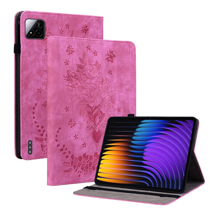 Butterfly Rose Embossed Leather Tablet Case, For Redmi K Pad 2 8.8 inch 2026, For Xiaomi Redmi K Pad 8.8 inch, For Redmi Pad 2 / Redmi Pad SE 11 2025, For Xiaomi Pad 7 / Pad 7 Pro
