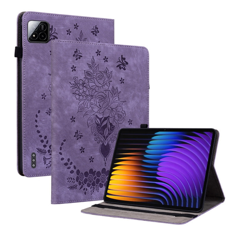 Butterfly Rose Embossed Leather Tablet Case, For Redmi K Pad 2 8.8 inch 2026, For Xiaomi Redmi K Pad 8.8 inch, For Redmi Pad 2 / Redmi Pad SE 11 2025, For Xiaomi Pad 7 / Pad 7 Pro
