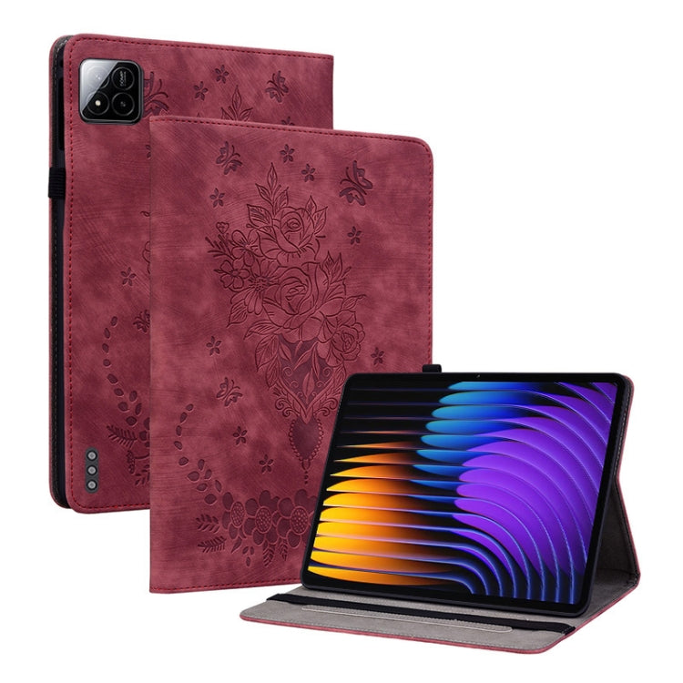 Butterfly Rose Embossed Leather Tablet Case, For Redmi K Pad 2 8.8 inch 2026, For Xiaomi Redmi K Pad 8.8 inch, For Redmi Pad 2 / Redmi Pad SE 11 2025, For Xiaomi Pad 7 / Pad 7 Pro