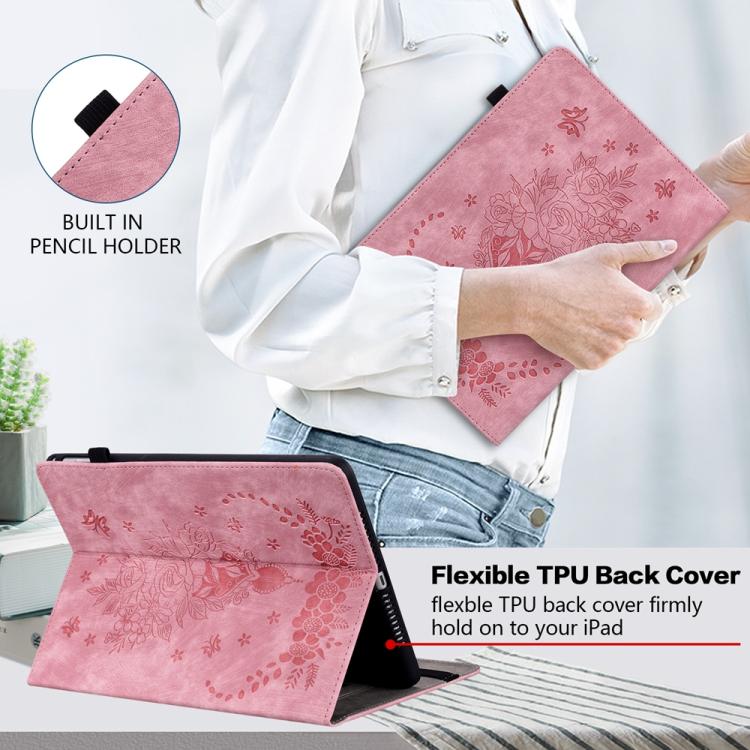 Butterfly Rose Embossed Leather Tablet Case