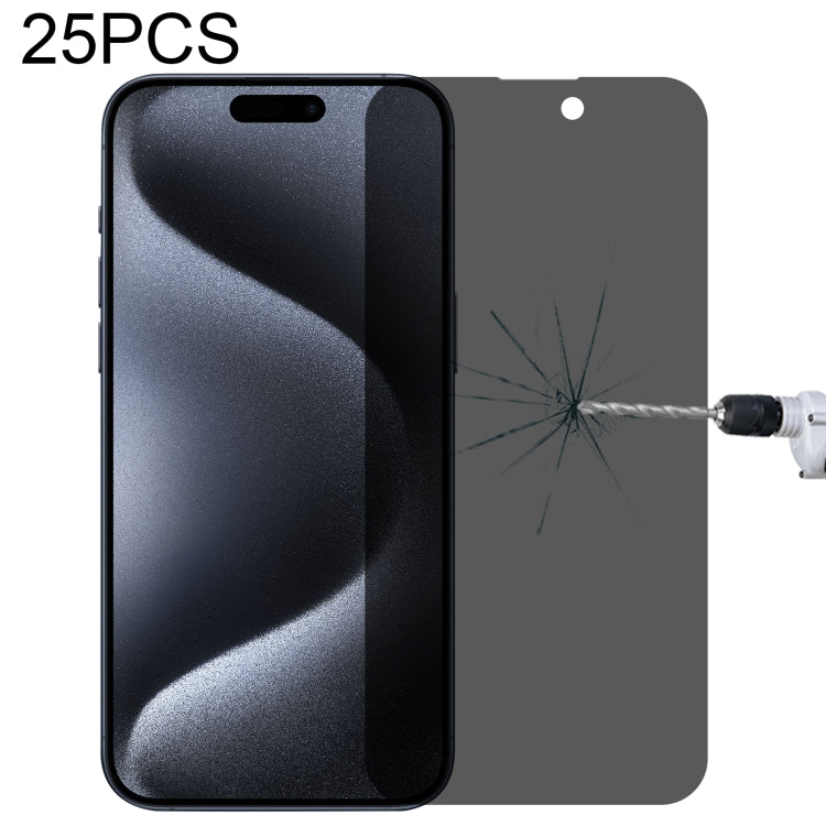 25pcs High Transparency Full Cover Anti-spy Tempered Glass Film, For iPhone 15 Pro Max / 15 Plus, For iPhone 15 Pro / 15