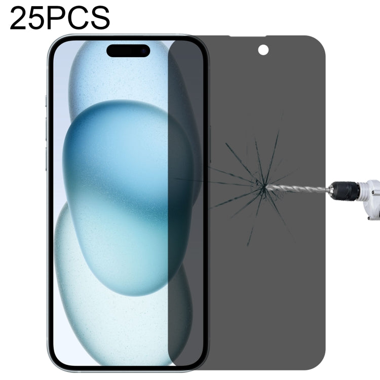 25pcs High Transparency Full Cover Anti-spy Tempered Glass Film, For iPhone 15 Pro Max / 15 Plus, For iPhone 15 Pro / 15