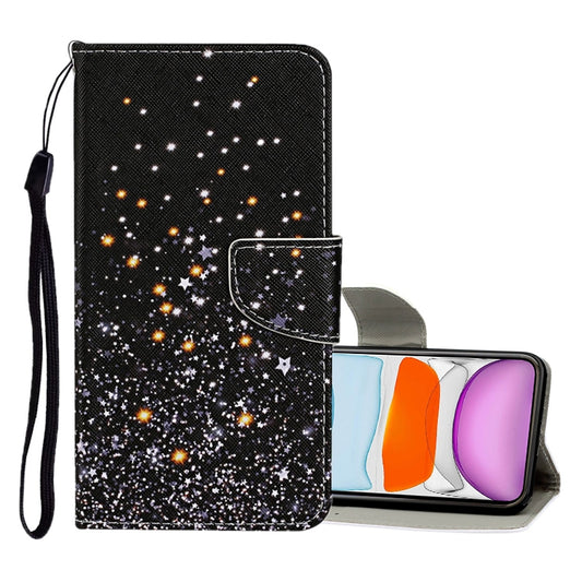 Colorful drawing pattern iPhone 11 leather flip case with card slots and wallet holder