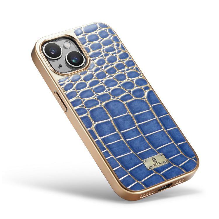 Fierre Shann Crocodile Texture Electroplating PU Phone Case, For iPhone 15 Pro Max, For iPhone 15 Pro, For iPhone 15 Plus, For iPhone 15