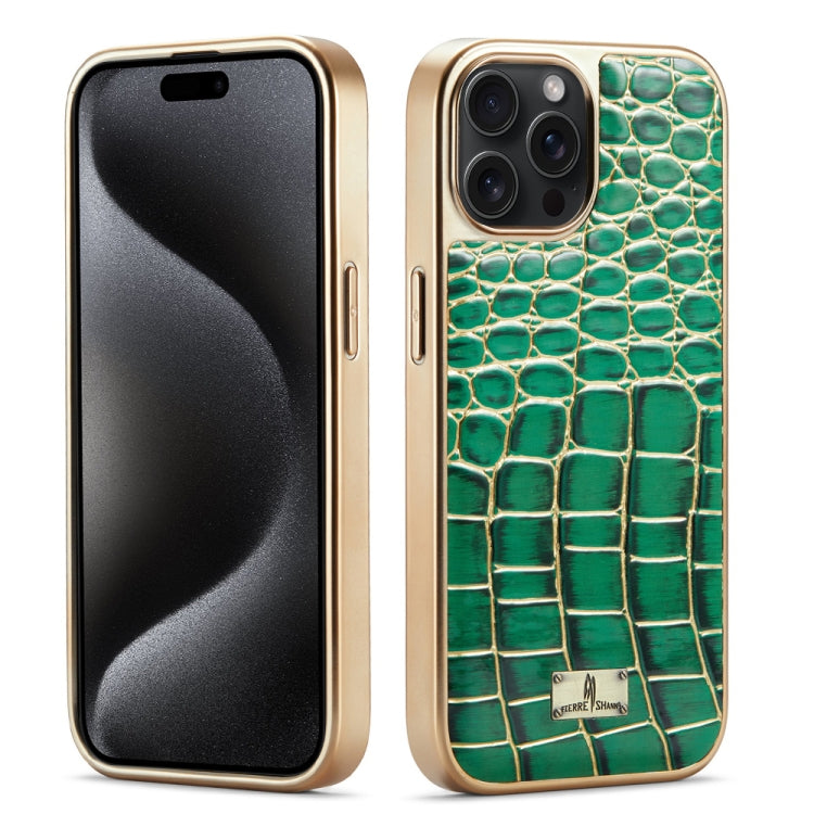 Fierre Shann Crocodile Texture Electroplating PU Phone Case, For iPhone 15 Pro Max, For iPhone 15 Pro, For iPhone 15 Plus, For iPhone 15