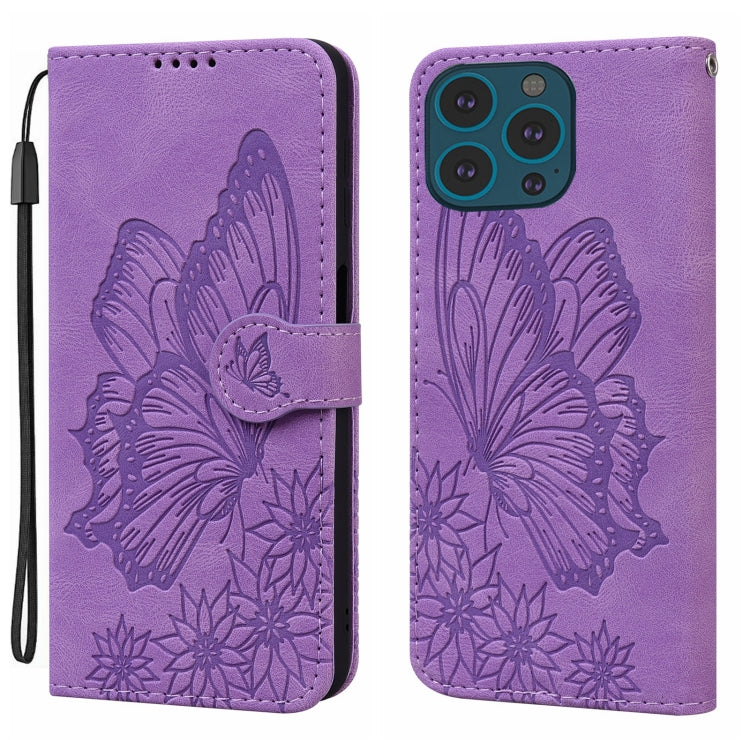 Retro Skin Feel Butterflies Embossing Leather Phone Case, For iPhone 15 Pro Max, For iPhone 15 Pro, For iPhone 15 Plus, For iPhone 15