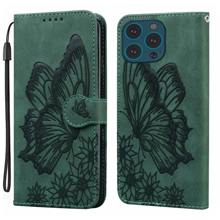 Retro Skin Feel Butterflies Embossing Leather Phone Case, For iPhone 15 Pro Max, For iPhone 15 Pro, For iPhone 15 Plus, For iPhone 15