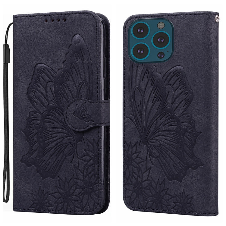 Retro Skin Feel Butterflies Embossing Leather Phone Case, For iPhone 15 Pro Max, For iPhone 15 Pro, For iPhone 15 Plus, For iPhone 15