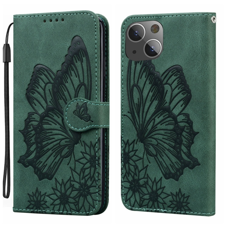 Retro Skin Feel Butterflies Embossing Leather Phone Case, For iPhone 15 Pro Max, For iPhone 15 Pro, For iPhone 15 Plus, For iPhone 15
