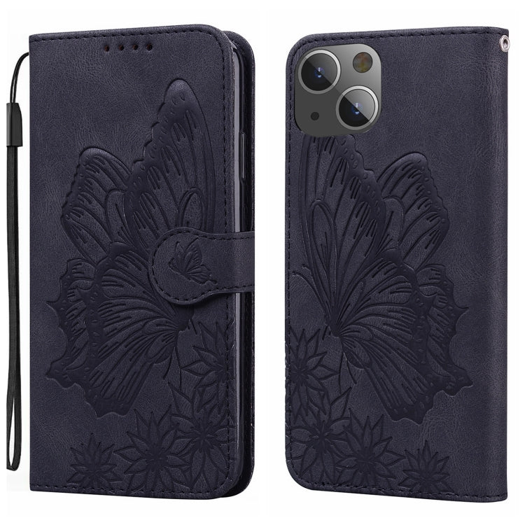 Retro Skin Feel Butterflies Embossing Leather Phone Case, For iPhone 15 Pro Max, For iPhone 15 Pro, For iPhone 15 Plus, For iPhone 15