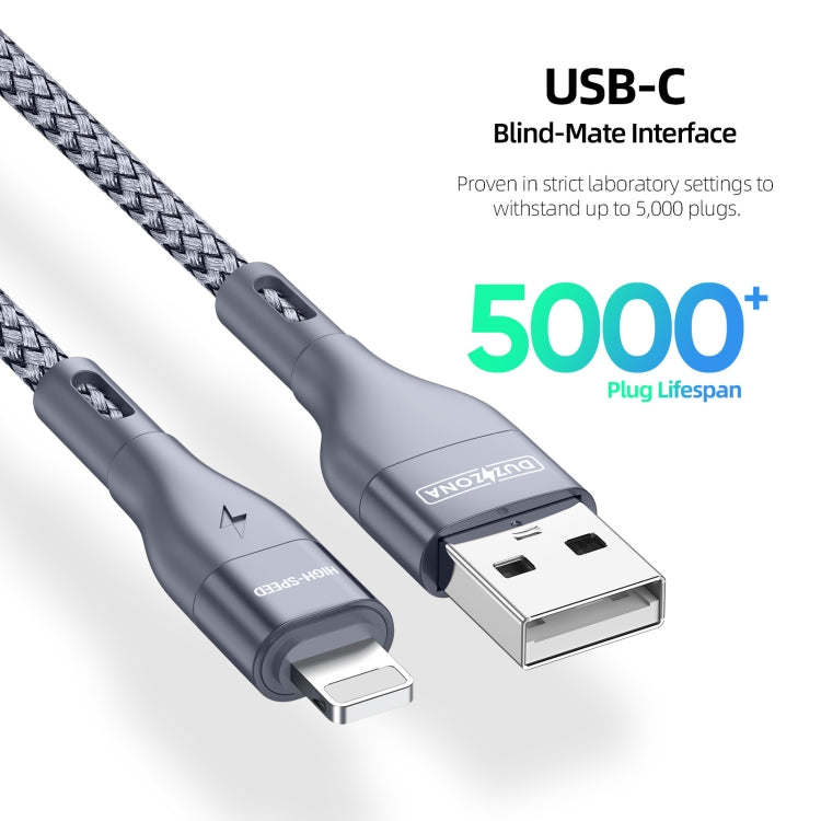 Câble de charge et de données DUZZONA A7 2,4 A USB vers 8 broches, 1 m, 2 m