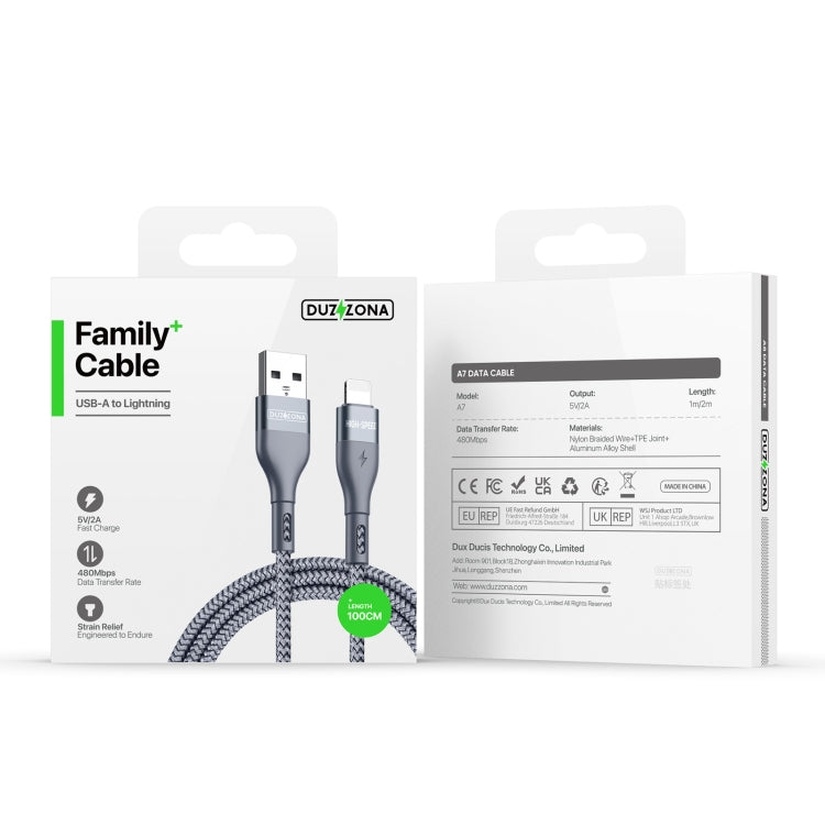 Câble de charge et de données DUZZONA A7 2,4 A USB vers 8 broches, 1 m, 2 m