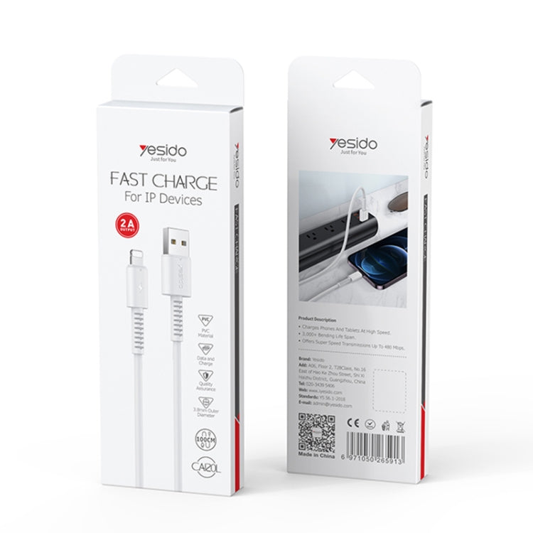 Câble de données de charge rapide USB vers 8 broches Yesido CA120L 2A, USB vers 8 broches