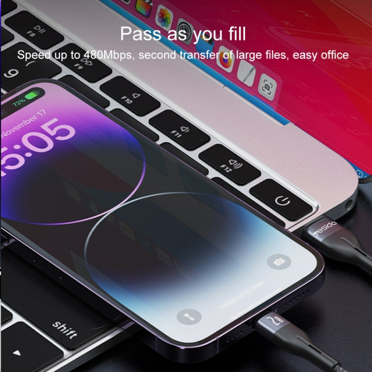 Câble de données de charge rapide USB vers 8 broches Yesido CA121L 2A, USB vers 8 broches