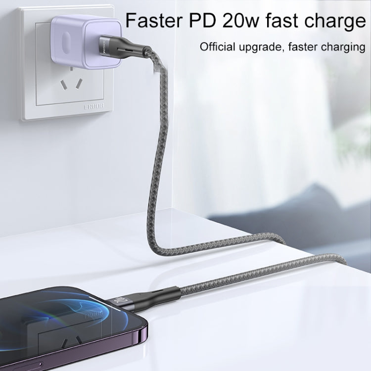 Câble de charge et de données USB-C/Type-C vers 8 broches Yesido CA155 PD 20 W, longueur : 1 m, USB-C/Type-C vers 8 broches