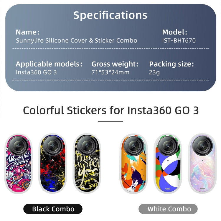 Sunnylife Cooling Silicone Case Stickers Skin Wrap Lens Cover with Neck Strap, For Insta360 GO 3