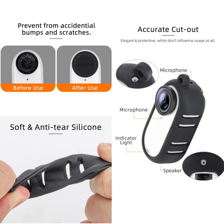 Sunnylife Cooling Silicone Case Stickers Skin Wrap Lens Cover with Neck Strap, For Insta360 GO 3