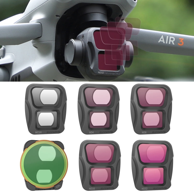 For DJI Air 3 Sunnylife Camera Lens Filter, MRC UV, ND4, ND8, ND16, ND32, ND4/PL, ND8/PL, ND16/PL, ND32/PL, CPL, 3 in 1 CPL ND8 ND16, 4 in 1 ND4/PL ND8/PL ND16/PL ND32/PL, 4 in 1 ND4 ND8 ND16 ND32, 4 in 1 MCUV CPL ND4 ND8                               ...