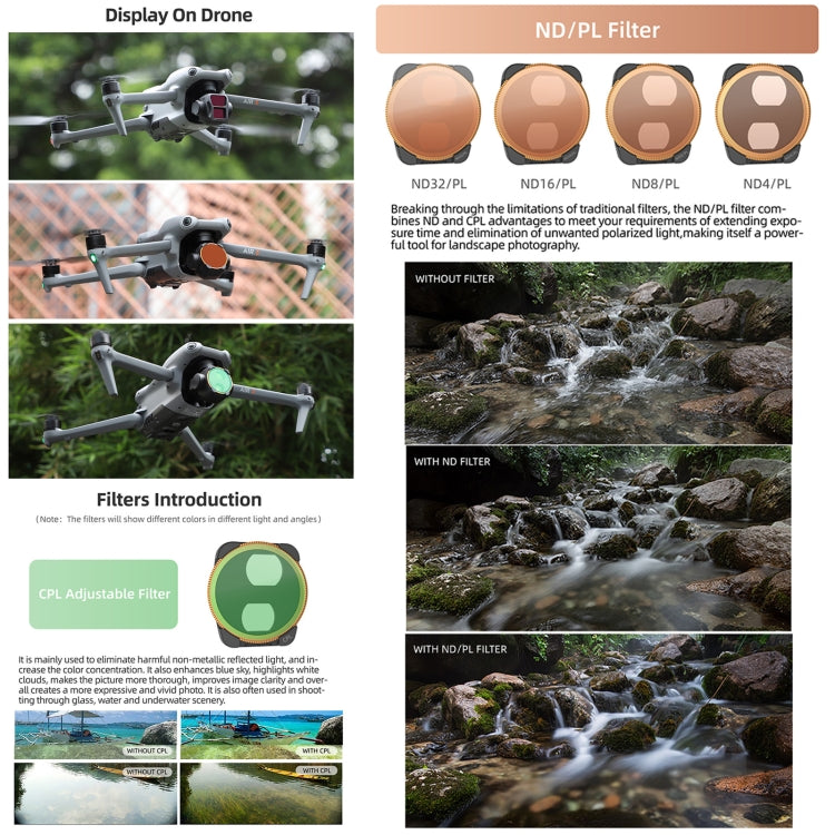 For DJI Air 3 Sunnylife Camera Lens Filter, MRC UV, ND4, ND8, ND16, ND32, ND4/PL, ND8/PL, ND16/PL, ND32/PL, CPL, 3 in 1 CPL ND8 ND16, 4 in 1 ND4/PL ND8/PL ND16/PL ND32/PL, 4 in 1 ND4 ND8 ND16 ND32, 4 in 1 MCUV CPL ND4 ND8                               ...
