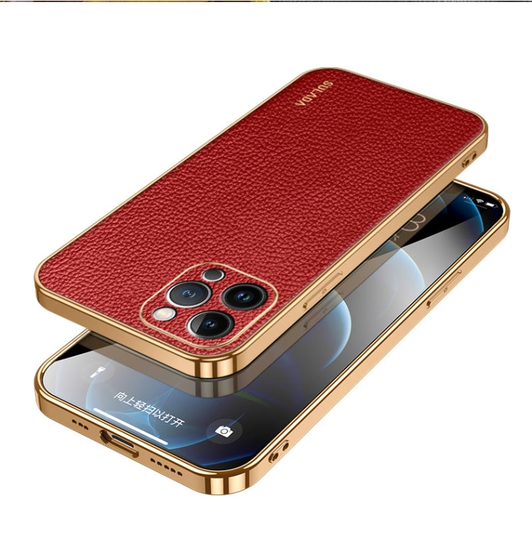 SULADA TPU + Litchi Texture Leather Phone Case, For iPhone 15 Pro Max, For iPhone 15 Pro, For iPhone 15 Plus, For iPhone 15