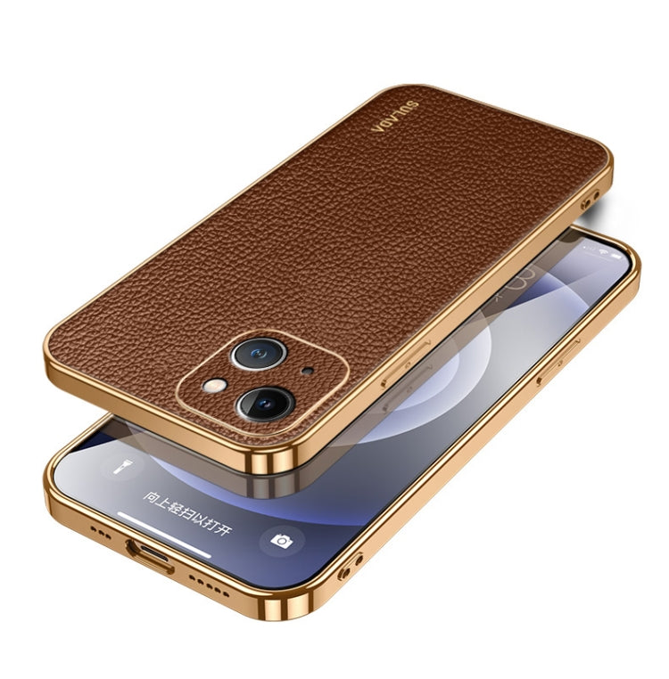 SULADA TPU + Litchi Texture Leather Phone Case, For iPhone 15 Pro Max, For iPhone 15 Pro, For iPhone 15 Plus, For iPhone 15