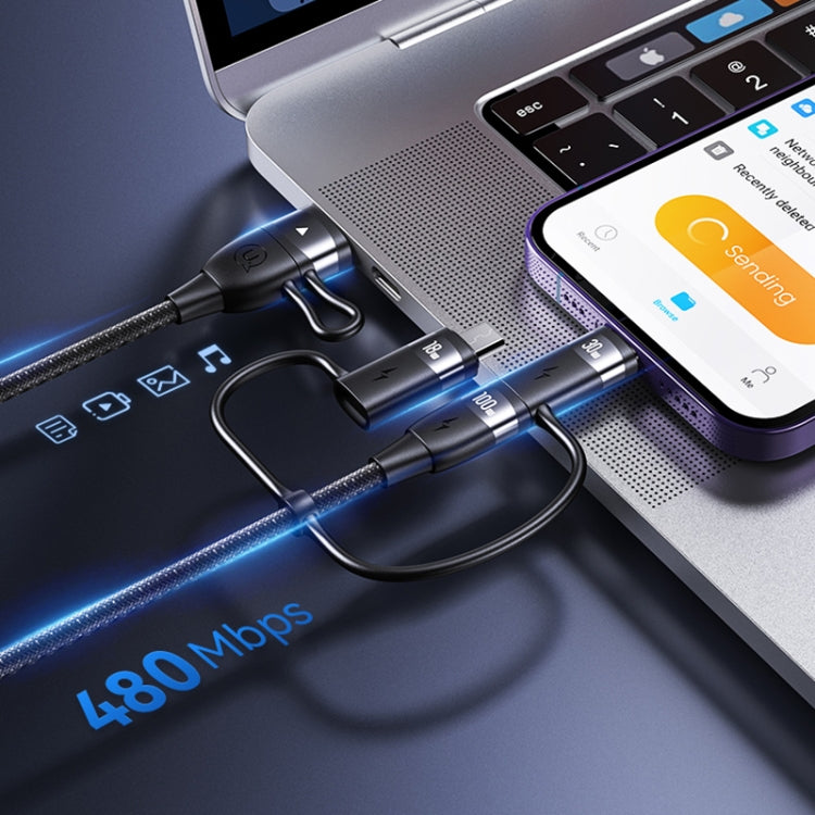 USAMS US-SJ645 U85 1.2m PD100W 6 in 1 Alloy Multifunctional Fast Charging Cable, 1.2m