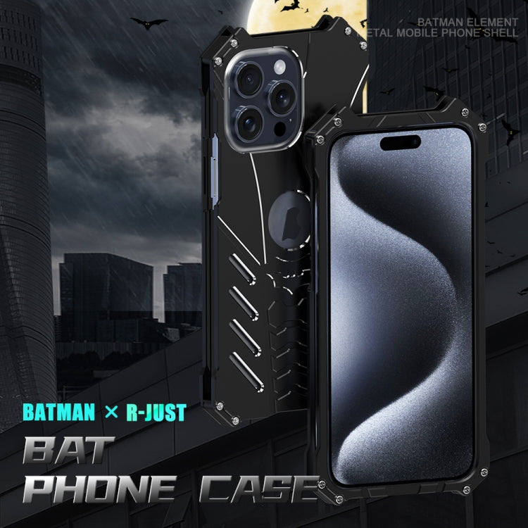 R-JUST Batman Hollow Metal Phone Protective Case, For iPhone 16 Pro, For iPhone 16 Plus, For iPhone 16, For iPhone 15 Pro Max, For iPhone 15 Pro, For iPhone 15 Plus, For iPhone 15