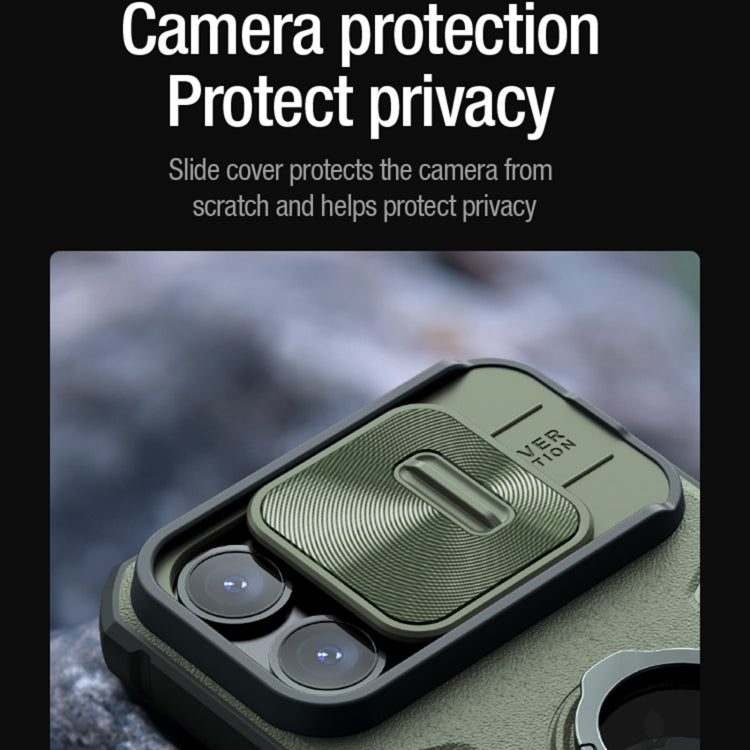 NILLKIN Shockproof CamShield Armor Protective Case with Invisible Ring Holder, For iPhone 15 Pro