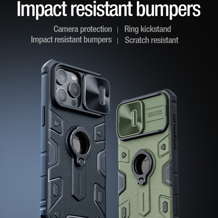 NILLKIN Shockproof CamShield Armor Protective Case with Invisible Ring Holder, For iPhone 15 Pro
