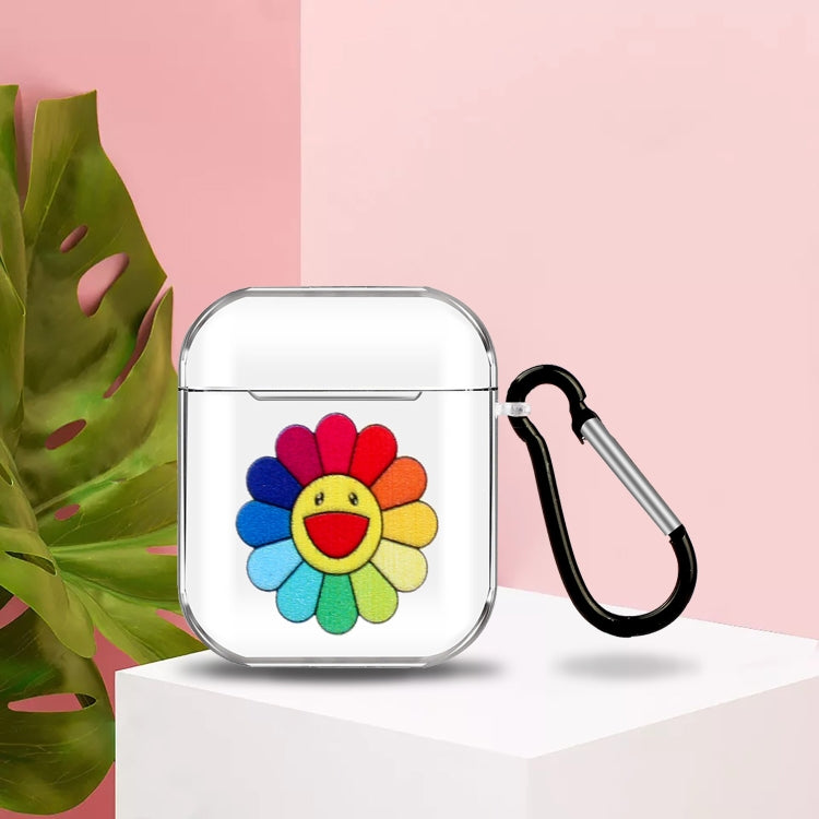 Cartoon Pattern Transparent TPU Earphone Case with Keychain, For Apple AirPods 1/2, For AirPods Pro 3