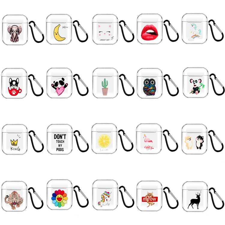 Cartoon Pattern Transparent TPU Earphone Case with Keychain, For Apple AirPods 1/2, For AirPods Pro 3