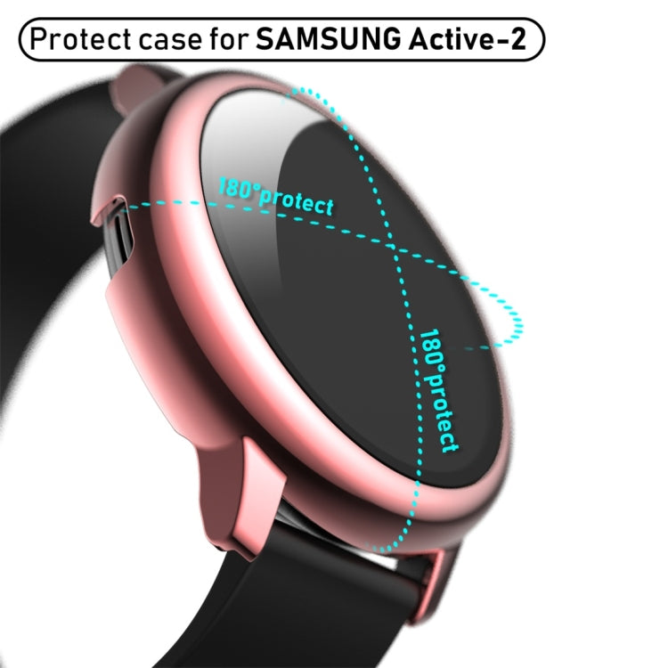 Electroplate PC Protective Case with Tempered Glass Film, For Samsung Galaxy Watch Active 2 40mm, For Samsung Galaxy Watch Active 2 44mm