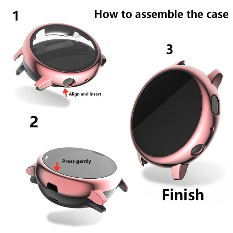 Electroplate PC Protective Case with Tempered Glass Film, For Samsung Galaxy Watch Active 2 40mm, For Samsung Galaxy Watch Active 2 44mm