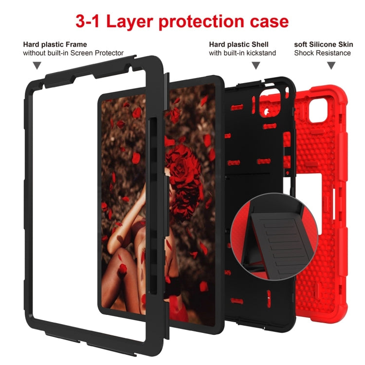 For iPad Pro 12.9 (2018) / (2020) Shockproof Two-Color Silicone Protective Case with Holder