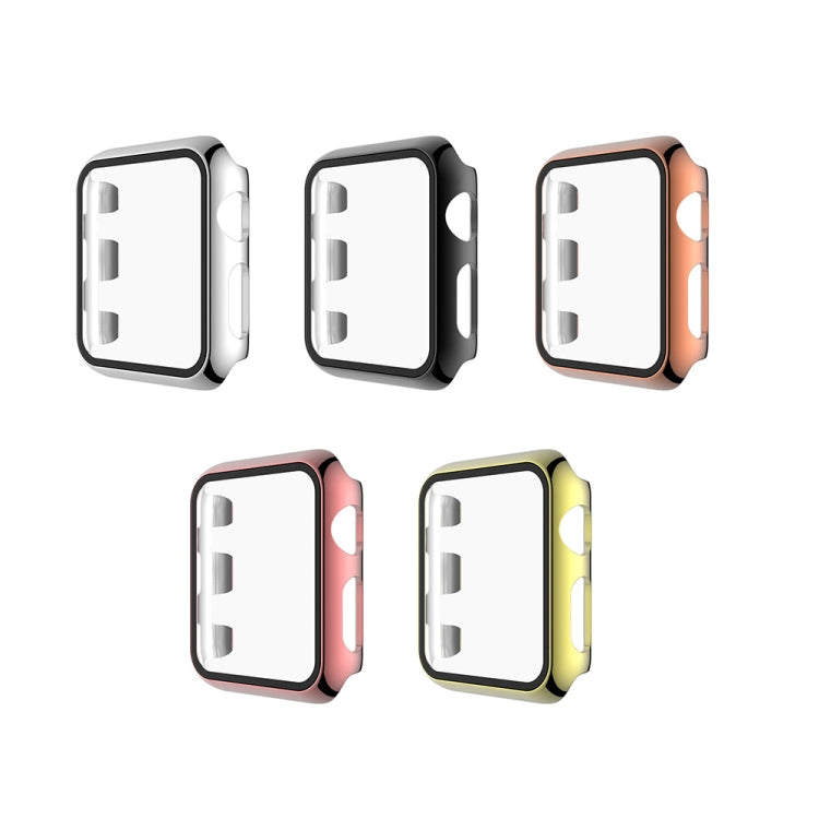 Electroplated PC Case + Tempered Film Integrated Protective Cover, For Apple Watch Series 3 & 2 & 1 38mm, For Apple Watch Series 3 & 2 & 1  42mm, For Apple Watch Series 5 & 4 40mm, For Apple Watch Series 5 & 4 44mm