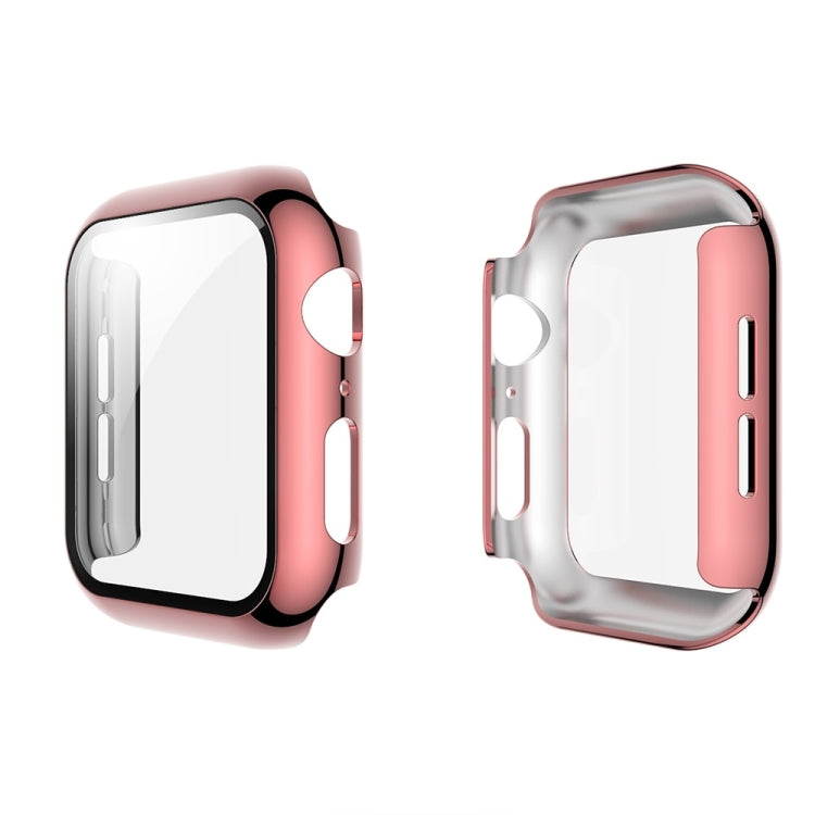 Electroplated PC Case + Tempered Film Integrated Protective Cover, For Apple Watch Series 3 & 2 & 1 38mm, For Apple Watch Series 3 & 2 & 1  42mm, For Apple Watch Series 5 & 4 40mm, For Apple Watch Series 5 & 4 44mm