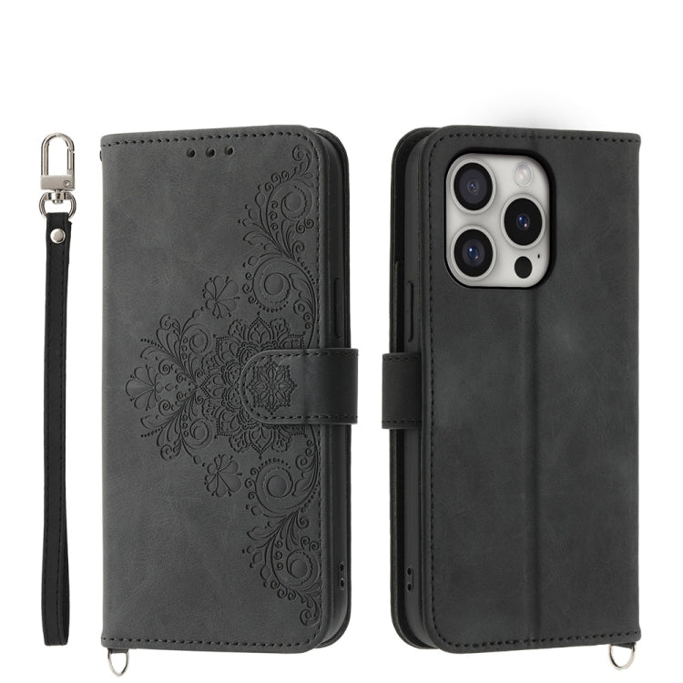 Skin-feel Flowers Embossed Wallet Leather Phone Case, For iPhone 16e, For iPhone 16 Pro Max, For iPhone 16 Pro, For iPhone 16 Plus