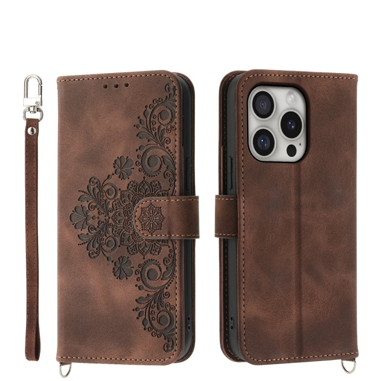 Skin-feel Flowers Embossed Wallet Leather Phone Case, For iPhone 16e, For iPhone 16 Pro Max, For iPhone 16 Pro, For iPhone 16 Plus
