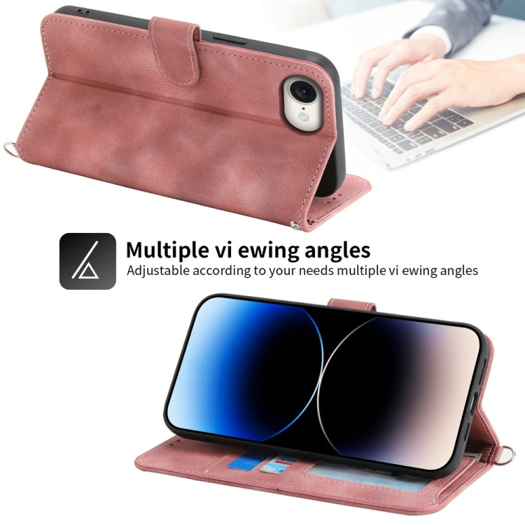 Skin-feel Flowers Embossed Wallet Leather Phone Case, For iPhone 16e, For iPhone 16 Pro Max, For iPhone 16 Pro, For iPhone 16 Plus