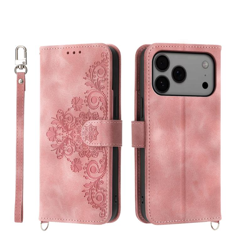 Skin-feel Flowers Embossed Wallet Leather Phone Case, For iPhone 17 Pro Max, For iPhone 17 Pro, For iPhone 17, For iPhone 17 Air