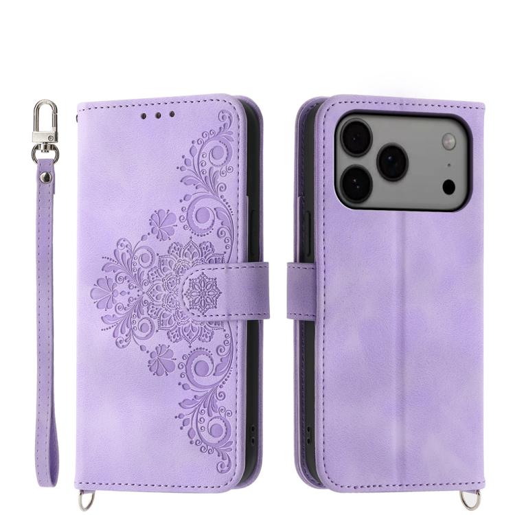 Skin-feel Flowers Embossed Wallet Leather Phone Case, For iPhone 17 Pro Max, For iPhone 17 Pro, For iPhone 17, For iPhone 17 Air