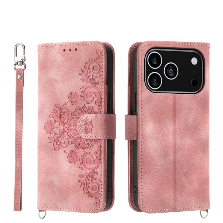 Skin-feel Flowers Embossed Wallet Leather Phone Case, For iPhone 17 Pro Max, For iPhone 17 Pro, For iPhone 17, For iPhone 17 Air
