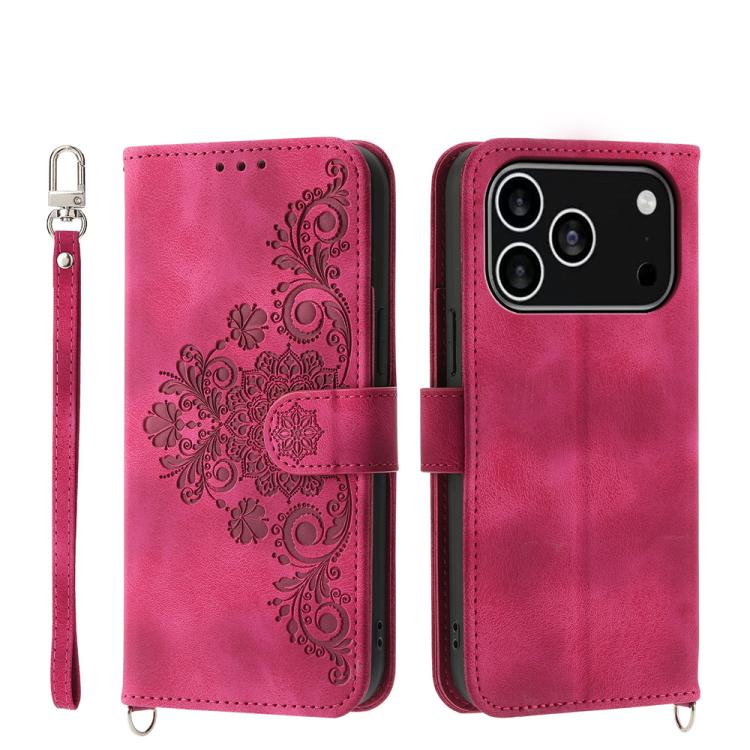 Skin-feel Flowers Embossed Wallet Leather Phone Case, For iPhone 17 Pro Max, For iPhone 17 Pro, For iPhone 17, For iPhone 17 Air