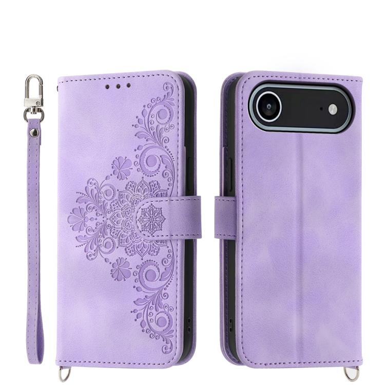 Skin-feel Flowers Embossed Wallet Leather Phone Case, For iPhone 17 Pro Max, For iPhone 17 Pro, For iPhone 17, For iPhone 17 Air