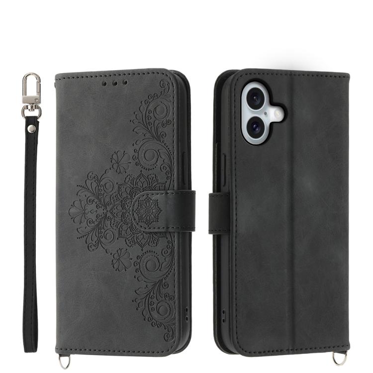 Skin-feel Flowers Embossed Wallet Leather Phone Case, For iPhone 17 Pro Max, For iPhone 17 Pro, For iPhone 17, For iPhone 17 Air