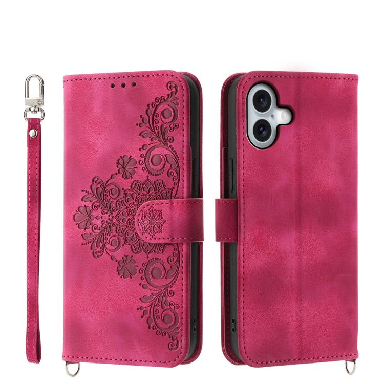 Skin-feel Flowers Embossed Wallet Leather Phone Case, For iPhone 17 Pro Max, For iPhone 17 Pro, For iPhone 17, For iPhone 17 Air