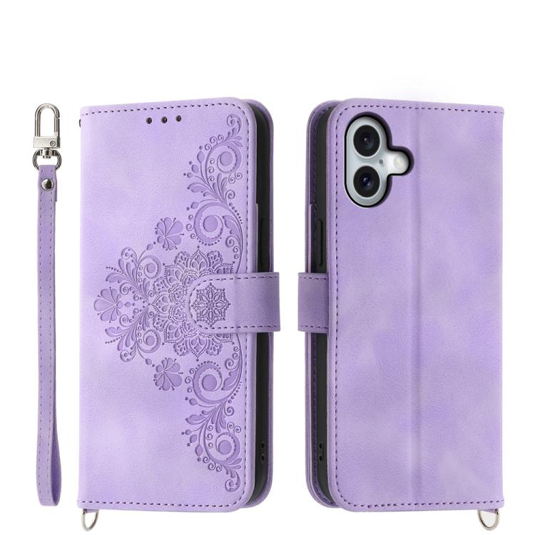 Skin-feel Flowers Embossed Wallet Leather Phone Case, For iPhone 17 Pro Max, For iPhone 17 Pro, For iPhone 17, For iPhone 17 Air