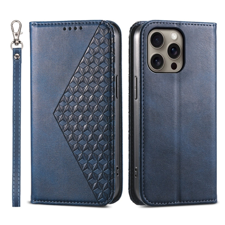 Cubic Grid Calf Texture Magnetic Leather Phone Case