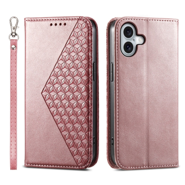 Cubic Grid Calf Texture Magnetic Leather Phone Case